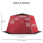 Outsunny - Abri De Pêche Sur Glace 4 Personnes- Tente De Pêche Sur Glace Pop-Up- Rouge-Facile à transporter dans un sac portable avec des sangles pour porter sur le dos ou à l'épaule 
