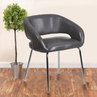 Fauteuil d'appoint contemporain pour aire de réception, cuir gris, série Fusion-Patins Glisseurs en plastique
