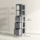 Kleankin - Armoire colonne étroite autoportante pour salle de bain - gris-Fabriquée en MDF pour une construction solide   