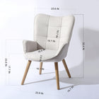 FurnitureR Chaise d'Appoint - Tissu beige ivoire-Capitonnage de boutons et surpiqûres pour une touche personnalisée
