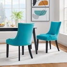 Modway - Marquis Performance Velvet Chaises de salle à manger Ensemble de 2 - Bleu-Rembourrage en mousse dense pour le confort