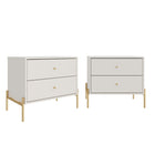 Manhattan Comfort - Ensemble de 2 tables de chevet modernes Jasper 25,15" - Blanc cassé-Ensemble moderne de 2 tables de chevet pour chambre et salon