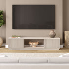Hudson&Canal - Meuble TV Dorian pour téléviseurs jusqu'à 78" - Blanc aulne-Fabriqué à partir de matériaux MDF robustes dans une finition blanche en aulne fabriquée à la main