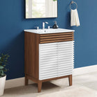 Modway - Render 24" Vanette de salle de bain - Blanc Noyer Blanc-Étagère de rangement réglable