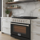 Kucht - 36 po Série KFX-X Cuisinière Pro Style au gaz naturel - Acier inoxydable/Noir-Dimensions du produit 27,75 po L x 36 po L x 36 po H