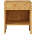 Modway - Hudson Bois de burl à 1 tiroir Table de chevet avec étagère, Naturel-Glissières de plancher sans marquage