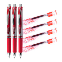 Pentel EnerGel Rétractable Stylo à Encre Gel (0,7mm), Rouge Ensemble Stylo et Encre Recharge-Rouge Ensemble Stylo et Encre Recharge
