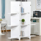 HOMCOM - Séparateur de pièce autoportant 4 panneaux avec étagère de présentation pour bureau à domicile - blanc-Style persiennes pour un design élégant, peut être utilisé comme fond 
