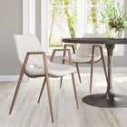 Zuo - Desi Chaise de salle à manger - Beige/Noyer - Ensemble de 2-Supporte jusqu'à 350 lb