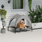 PawHut - Lit surélevé pour chien, lit rafraîchissant avec auvent pour L, gris clair-La maille respirante favorise la circulation de l'air pour le confort de l'animal 