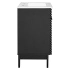 Modway - Render 24" Vanette de salle de bain - Noir Blanc-Coiffeuse à grains de noyer