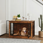 PawHut - meuble cage pour chien 39 po avec ouverture supérieure rabattable, 2 portes, pour grands chiens-Ouverture supérieure avec barres de soutien pour un accès facile et silencieux 