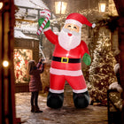 HOMCOM - 8 pieds Noël Vacances Jardin Gonflable Extérieur - Lumière LED - Rouge-2 lumières LED intégrées pour illuminer la nuit de la saison de Noël et bien décorer votre maison 