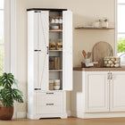 HOMCOM - Armoire de garde-manger de cuisine style ferme 71 po - blanc-Étagères réglables sur trois niveaux pour personnaliser facilement l’espace pour les objets hauts 