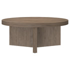 Hudson&Canal - Table basse ron Holm 91 cm de largeur - Chêne gris vieilli-La table est fabriquée à partir de matériaux MDF et PVC de haute qualité et durables