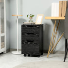HOMCOM - Caisson mobile à 3 tiroirs pour dossiers lettre/A4 sur roulettes - grain de bois noir-Permet de ranger des livres, de la papeterie, des dossiers et d'autres fournitures de bureau 
