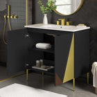 Modway - Alchemist 36" Vanette de salle de bain - Blanc Noir-Trous centraux de 8"