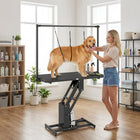 PawHut - Table de toilettage hydraulique pour chien 43 po L, table de toilettage pour animaux-Structure métallique stable supportant un poids statique allant jusqu'à 264 lb (120 kg) 
