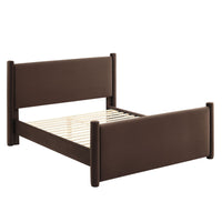 Modway - Rael Performance Velvet Lit de plateforme complet, Marron chocolat-Sellerie en velours Performance résistante aux taches