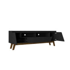 Manhattan Comfort - Meuble TV Marcus 70,86 po style Mid-Century Modern - Noir Mat-Comprend 4 étagères fixes et 1 large tiroir