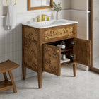Modway - Elysian 30" Vanette de salle de bain - Brun blanc-Charnières de cuisine dissimulées