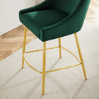 Modway - Discern Tabourets de comptoir - Vert - Ensemble de 2-Pieds en acier inoxydable en or brossé