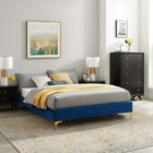 Modway - Sutton Performance Velvet Cadre de lit complet, Marine-Assemblée requise