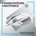 Logitech G502 X Souris Gaming Filaire - Blanc-Boutons Lightforce : Technologie de boutons hybride optique-mécanique pour une vitesse incroyable et fiable, avec précision et un temps réponse idéale pour des heures de performance de gaming