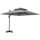 Outsunny - Parasol de patio déporté 10 pi L x 10 pi l, gris clair-Structure en aluminium solide favorisant la longévité  