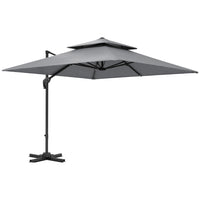 Outsunny - Parasol de patio déporté 10 pi L x 10 pi l, gris clair-Structure en aluminium solide favorisant la longévité  