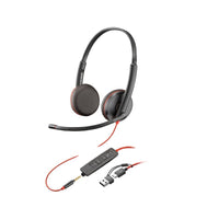 HP - Casque stéréo USB-C Poly Blackwire 3225 avec adaptateur USB-A-Dynamic EQ optimise la qualité de votre voix lors des appels et ajuste automatiquement les paramètres d'égalisation lorsque vous souhaitez un son de haute qualité pour écouter de la musique ou pour la lecture multimédia.