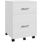 Vinsetto - Caisson mobile à 2 tiroirs pour dossiers Letter/A4 avec roulettes - blanc-Rangement optimal pour garder votre bureau à domicile, votre bureau d'étude ou votre chambre en ordre 
