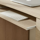 Modway - Mirae 55" à 6 tiroirs Bureau incurvé - Chêne clair brossé-Finition stratifiée de grain de bois