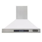 KUCHT KRH3015-W 30 po Hotte murale professionnelle - 900 CFM - Acier inoxydable/Blanc-La hotte professionnelle est équipée de trois ventilateurs puissants pouvant atteindre 900 CFM, offrant plusieurs niveaux de débit d’air et captant la fumée et les odeurs de cuisson dans un fonctionnement silencieux