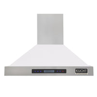 KUCHT KRH3015-W 30 po Hotte murale professionnelle - 900 CFM - Acier inoxydable/Blanc-La hotte professionnelle est équipée de trois ventilateurs puissants pouvant atteindre 900 CFM, offrant plusieurs niveaux de débit d’air et captant la fumée et les odeurs de cuisson dans un fonctionnement silencieux