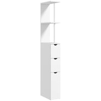 HOMCOM - Armoire de salle de bain étroite avec tiroir et étagères ouvertes - blanc-Avec un profil haut et mince de style moderne  