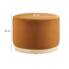Modway - Tilden Grand velours rond de performance de 23" Rembourré Ottoman - Rouille naturelle-Tissu résistant aux taches