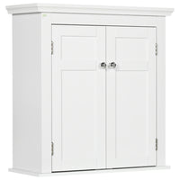 kleankin - Armoire murale de salle de bain avec étagères réglables - blanc-Les étagères à 3 niveaux permettent de ranger vos produits de beauté et articles d'hygiène quotidienne