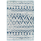 Modway - Reflect Treillis marocains Tamako Diamond et Chevron Tapis intérieur / extérieur 8 pi l x 10 pi L - Ivoire et bleu-Tapis de treillis marocain en diamant vieilli et chevron