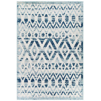 Modway - Reflect Treillis marocains Tamako Diamond et Chevron Tapis intérieur / extérieur 8 pi l x 10 pi L - Ivoire et bleu-Tapis de treillis marocain en diamant vieilli et chevron