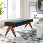 Modway - Lyra 63" Tissu tapis Banc - Azure-Rubberwood Legs
