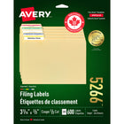 Avery – Étiquettes pour dossiers TrueBlock laser et jet d’encre – 3 7/16 po x 2/3 po – paquet de 600 (05266)-Étiquette permanente, rectangulaire, découpe 1/3