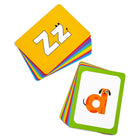 Hand2Mind - Jeu de cartes mnémoniques illustrées - Ensemble de 26-Lorsque les enfants sont prêts, ils peuvent passer au dos de la carte, qui comprend une lettre majuscule et une lettre minuscule, avec un petit repère visuel du mnémonique de l'autre côté