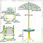 Qaba - Ensemble de table de pique-nique et chaises pour enfants avec 2 chaises pliantes et parasol amovible - vert-Les chaises pliantes et le design léger le rendent idéal pour les voyages 
