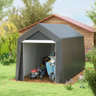 Outsunny - Abri portable 7' x 12', abri extérieur avec porte enroulable, gris-Une grande porte scelle vos outils à l'intérieur 