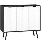 HOMCOM - Buffet moderne 36 po L, armoire latérale - noir-Grand espace de rangement avec 2 armoires à portes pour contenir des accessoires et ustensiles quotidiens 