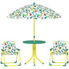 Qaba - Ensemble de table de pique-nique et chaises pour enfants avec 2 chaises pliantes et parasol amovible - vert-Cet ensemble de 4 pièces crée une zone de jeu complète pour l'intérieur ou l'extérieur 