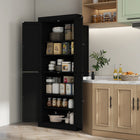HOMCOM - Armoire de cuisine autoportante à 4 portes avec étagères - noir-Deux étagères réglables permettent de stocker facilement des objets surdimensionnés sans se soucier de leur ajustement 