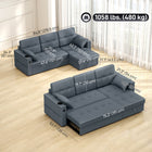 HOMCOM - Canapé-lit gigogne avec ports USB et rangement pour chaise longue - gris foncé-Coussins épais en mousse haute densité, tissu respirant aspect lin et deux coussins décoratifs pour un confort durable 