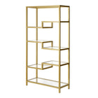 Hudson&Canal - Bibliothèque Johann 68"H - Laiton-Les étagères supérieures et centrales ont une capacité de poids de 40 lb chacune, l'étagère inférieure peut supporter 50 lb
